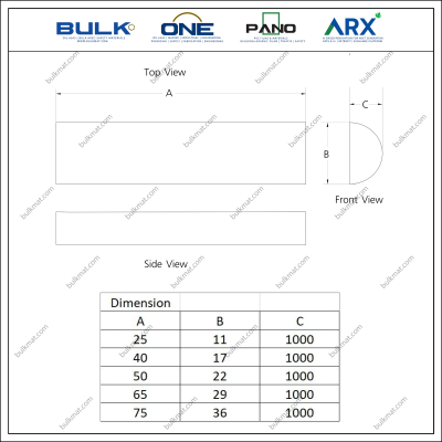Insulator Half-Round Rod (PTFE)