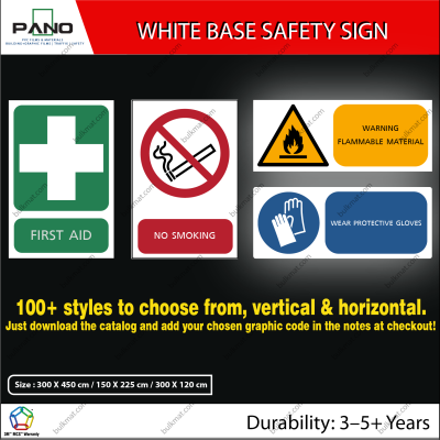 White Base Safety Sign