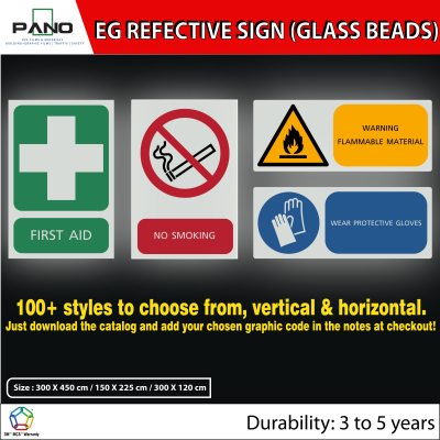 ป้ายสะท้อนแสงเกรด EG ชนิดเม็ดแก้ว