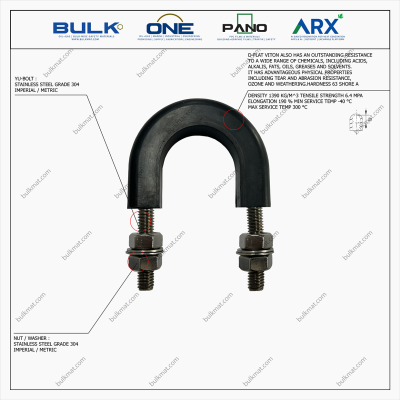 U-Bolt c/w 4 Hex Nuts & 4 Flat Washers [SS304] With D-Flat