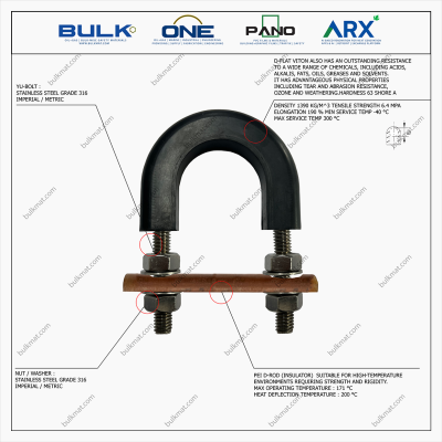 U-Bolt c/w 4 Hex Nut & 4 Flat Washers [SS316] With D-Flat