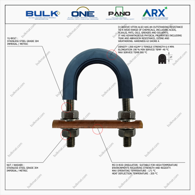 U-Bolt c/w 4 Hex Nut & 4 Flat Washers [SS304] With D-Groove