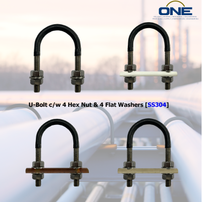 U-Bolt c/w 4 Hex Nut & 4 Flat Washers [SS304]