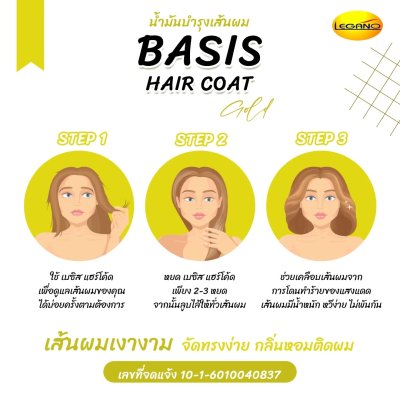 ลีกาโน่ เบซิส ซิลกี้ แฮร์โค้ท 30มล. (สีทอง-ขวดปั้ม)