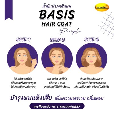 ลีกาโน่ เบซิส ซิลกี้ แฮร์โค้ท 30มล. (สีม่วง-ขวดปั้ม)