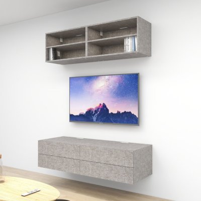 ชั้นวางทีวีรุ่น Double Easy สี Denim Grizzly ขนาด 1.6m