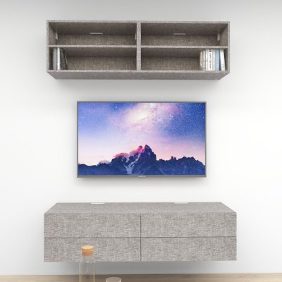 ชั้นวางทีวีรุ่น Double Easy สี Denim Grizzly ขนาด 1.6m