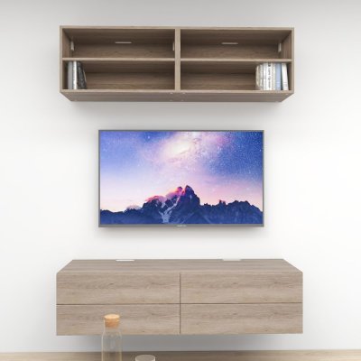 ชั้นวางทีวีรุ่น Double Easy สี Forest Oak Grey ขนาด 1.6m