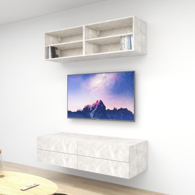 ชั้นวางทีวีรุ่น Double Easy สี Haze Marble ขนาด 1.6m