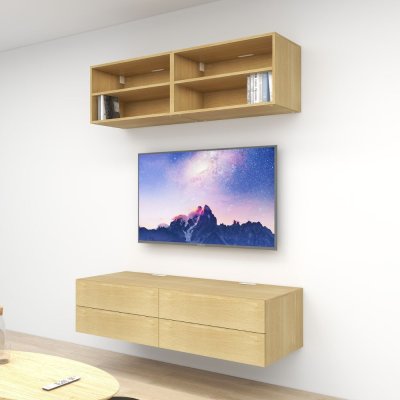 ชั้นวางทีวีรุ่น Double Easy สี Natural Oak ขนาด 1.6m