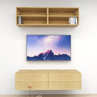 ชั้นวางทีวีรุ่น Double Easy สี Natural Oak ขนาด 1.6m