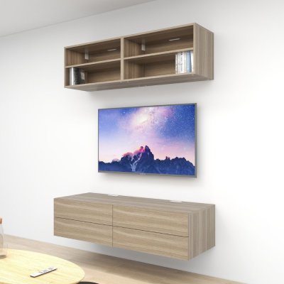 ชั้นวางทีวีรุ่น Double Easy สี Nature Chestnut ขนาด 1.6m