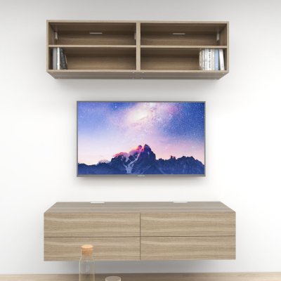 ชั้นวางทีวีรุ่น Double Easy สี Nature Chestnut ขนาด 1.6m