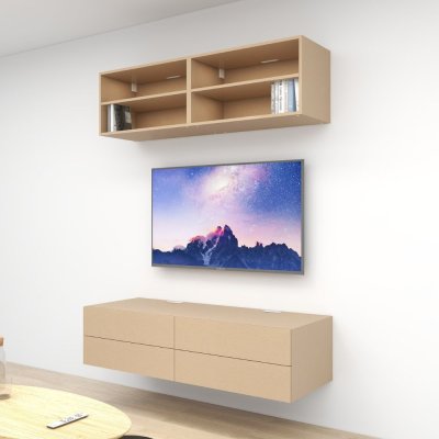 ชั้นวางทีวีรุ่น Double Easy สี Rosie Aluminum ขนาด 1.6m