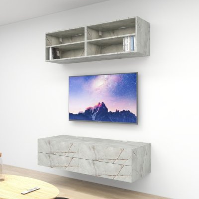 ชั้นวางทีวีรุ่น Double Easy สี Sierra Marble ขนาด 1.6m