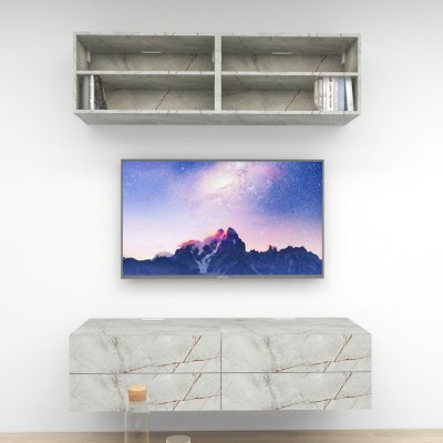 ชั้นวางทีวีรุ่น Double Easy สี Sierra Marble ขนาด 1.6m