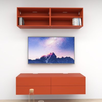 ชั้นวางทีวีรุ่น Double Easy สี Terra Cotta ขนาด 1.6m