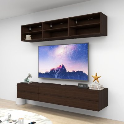 ชั้นวางทีวีรุ่น Double Easy สี Classic Teak ขนาด 2.4m