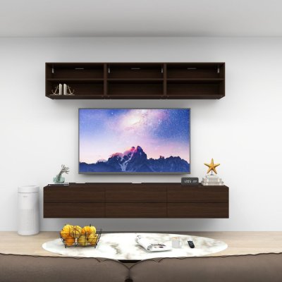 ชั้นวางทีวีรุ่น Double Easy สี Classic Teak ขนาด 2.4m