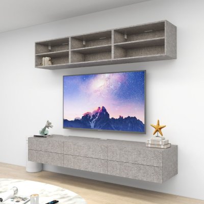 ชั้นวางทีวีรุ่น Double Easy สี Denim Grizzly ขนาด 2.4m