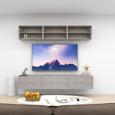 ชั้นวางทีวีรุ่น Double Easy สี Denim Grizzly ขนาด 2.4m