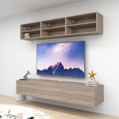 ชั้นวางทีวีรุ่น Double Easy สี Forest Oak Grey ขนาด 2.4m