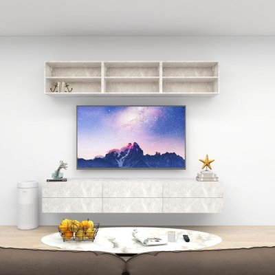 ชั้นวางทีวีรุ่น Double Easy สี Haze Marble ขนาด 2.4m