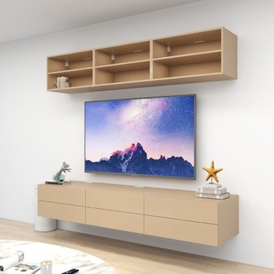 ชั้นวางทีวีรุ่น Double Easy สี Rosie Aluminum ขนาด 2.4m