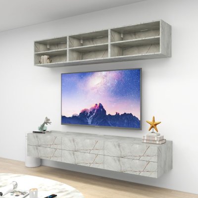 ชั้นวางทีวีรุ่น Double Easy สี Sierra Marble ขนาด 2.4m