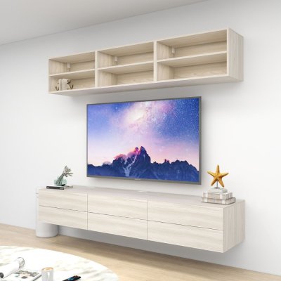 ชั้นวางทีวีรุ่น Double Easy สี Swiss Elm Sand ขนาด 2.4m