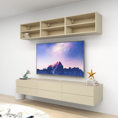 ชั้นวางทีวีรุ่น Double Easy สี Tweed ขนาด 2.4m