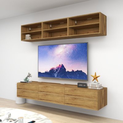 ชั้นวางทีวีรุ่น Double Easy สี Vintage Oak ขนาด 2.4m