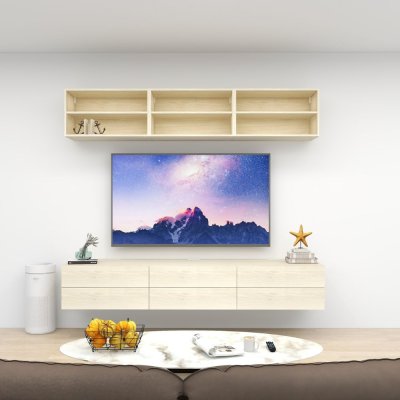 ชั้นวางทีวีรุ่น Double Easy สี White Malt Oak ขนาด 2.4m