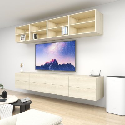 ชั้นวางทีวีรุ่น Double Easy สี White Malt Oak ขนาด 3.2m