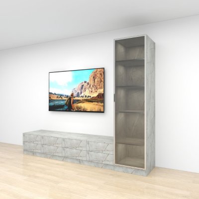 ชั้นวางทีวีรุ่น Easy Choice สี Sierra Marble ขนาด 3.0m สูง 2.4m