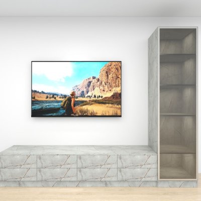 ชั้นวางทีวีรุ่น Easy Choice สี Sierra Marble ขนาด 3.0m สูง 2.4m