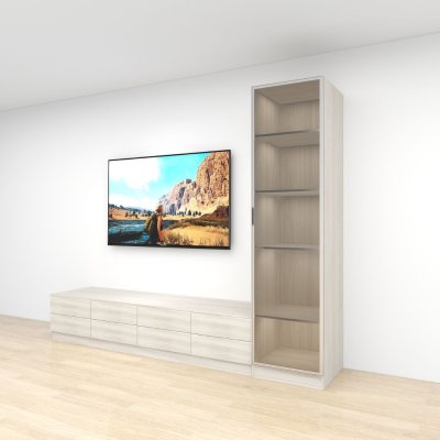 ชั้นวางทีวีรุ่น Easy Choice สี Swiss Elm Sand ขนาด 3.0m สูง 2.4m