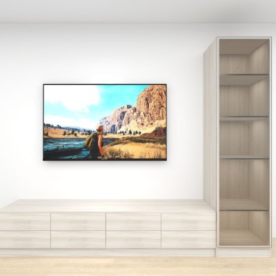 ชั้นวางทีวีรุ่น Easy Choice สี Swiss Elm Sand ขนาด 3.0m สูง 2.4m