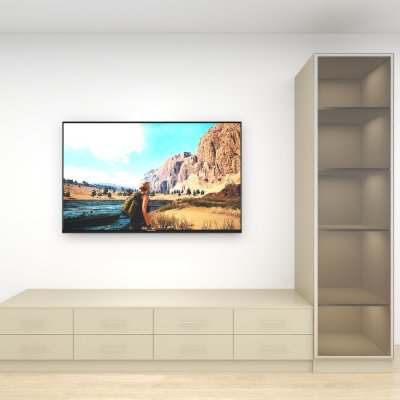 ชั้นวางทีวีรุ่น Easy Choice สี Tweed ขนาด 3.0m สูง 2.4m