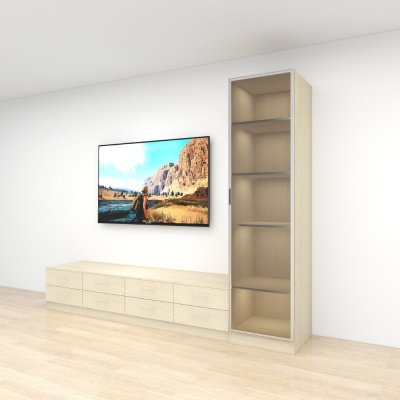 ชั้นวางทีวีรุ่น Easy Choice สี Warm Rovere ขนาด 3.0m สูง 2.4m