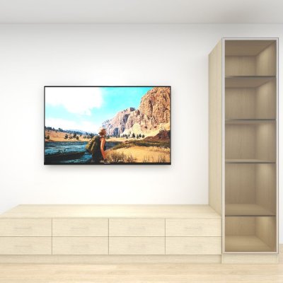 ชั้นวางทีวีรุ่น Easy Choice สี Warm Rovere ขนาด 3.0m สูง 2.4m