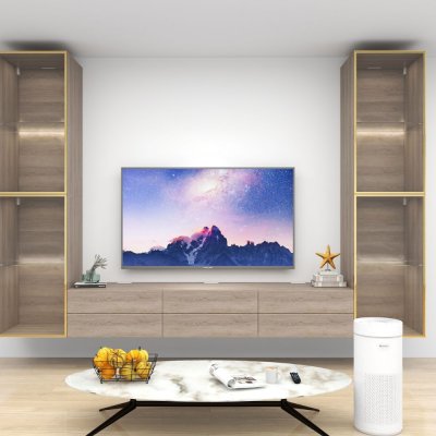ชั้นวางทีวีรุ่น Super Easy สี Forrest Oak Grey ขนาด 3.6m สูง 2.4m