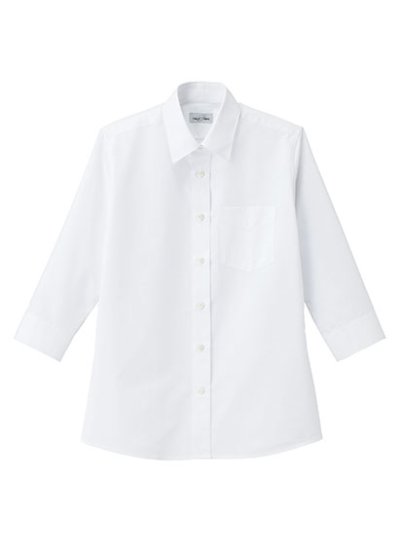 Women White 3/4 Sleeves Collar Shirts Women White 3/4 Sleeves Collar Shirts