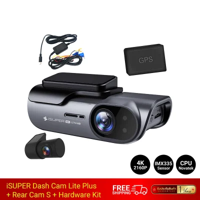 กล้องติดรถยนต์ iSUPER Dash Cam Lite Plus + กล้องหลังรุ่น 1 เพิ่ม Hardware Kit