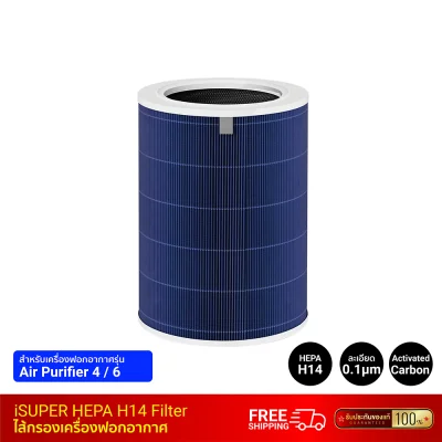 ไส้กรองประสิทธิภาพสูง iSUPER Air Purifier HEPA 14 Filter สีน้ำเงิน สำหรับ Xiaomi Smart Air Purifier 6 / 4