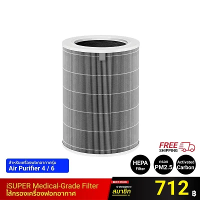 iSUPER Air Purifier Medical Grade Gray Filter for Xiaomi Air Purifier 6 / 4