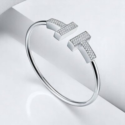 Wide Diamond Wire Bracelet