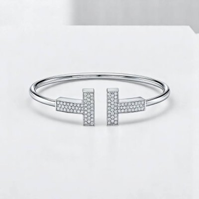Wide Diamond Wire Bracelet