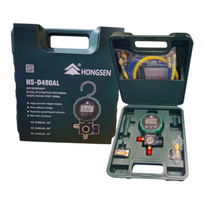 ชุดเกจน้ำยาเดี่ยววัดน้ำยาแอร์ แบบดิจิตอล ยี่ห้อ HONGSEN  รุ่น HS-D480AL-60