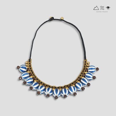 สร้อยคอเชือกถัก ลูกปัดฝ้าย